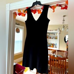Black V-neck tank dress